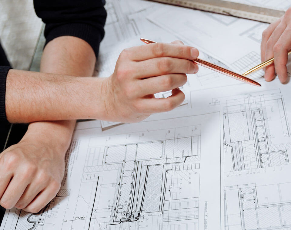 Dessin de plan d'architecture avec stylo